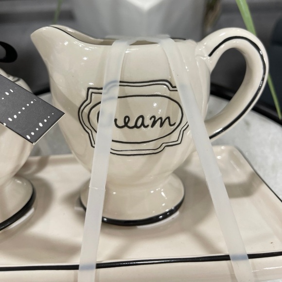Rae Dunn Black and Cream Sugar & Creamer on matching Tray, NWT - Picture 5 of 7